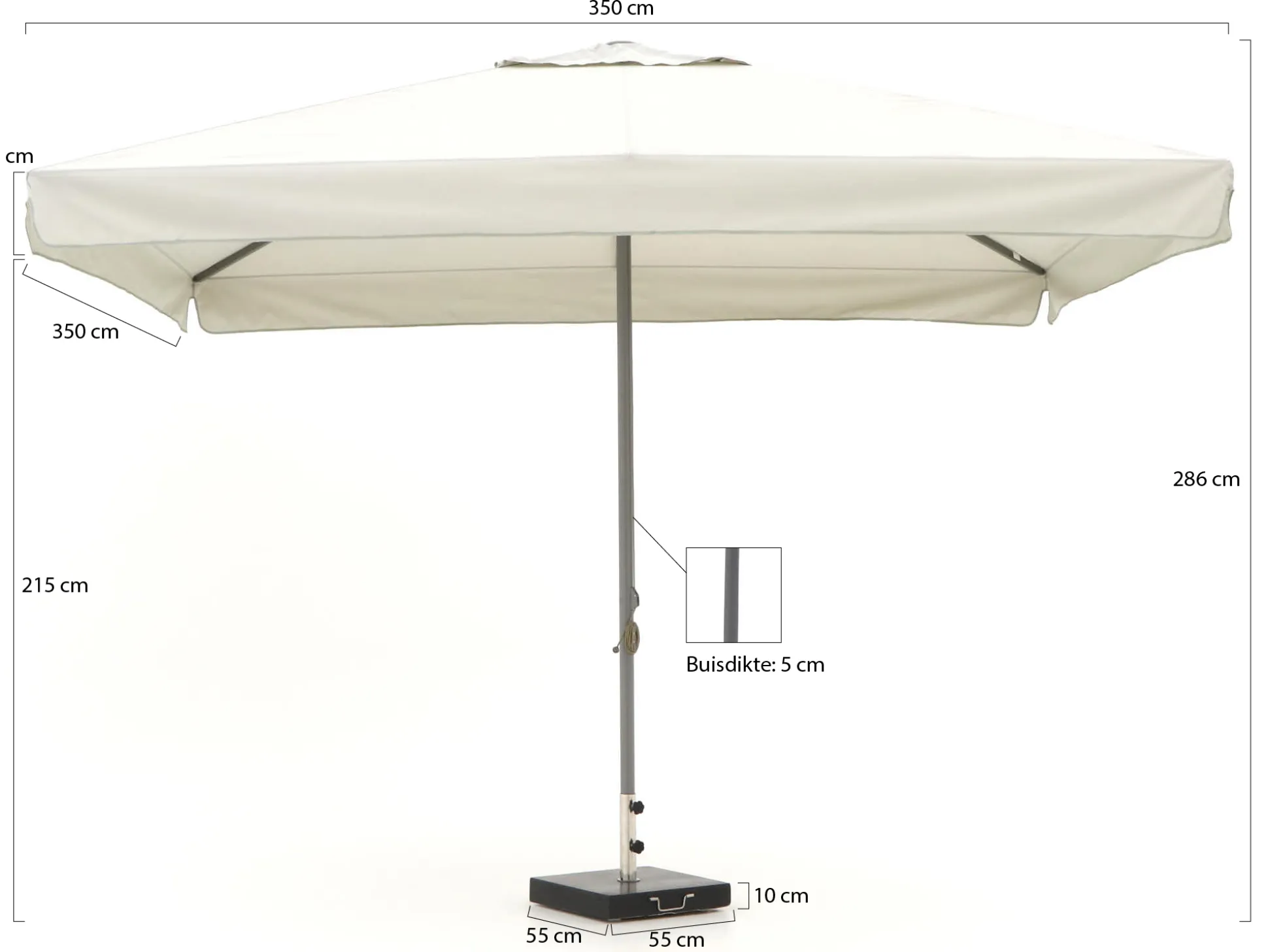 Shadowline Bonaire parasol 350x350cm