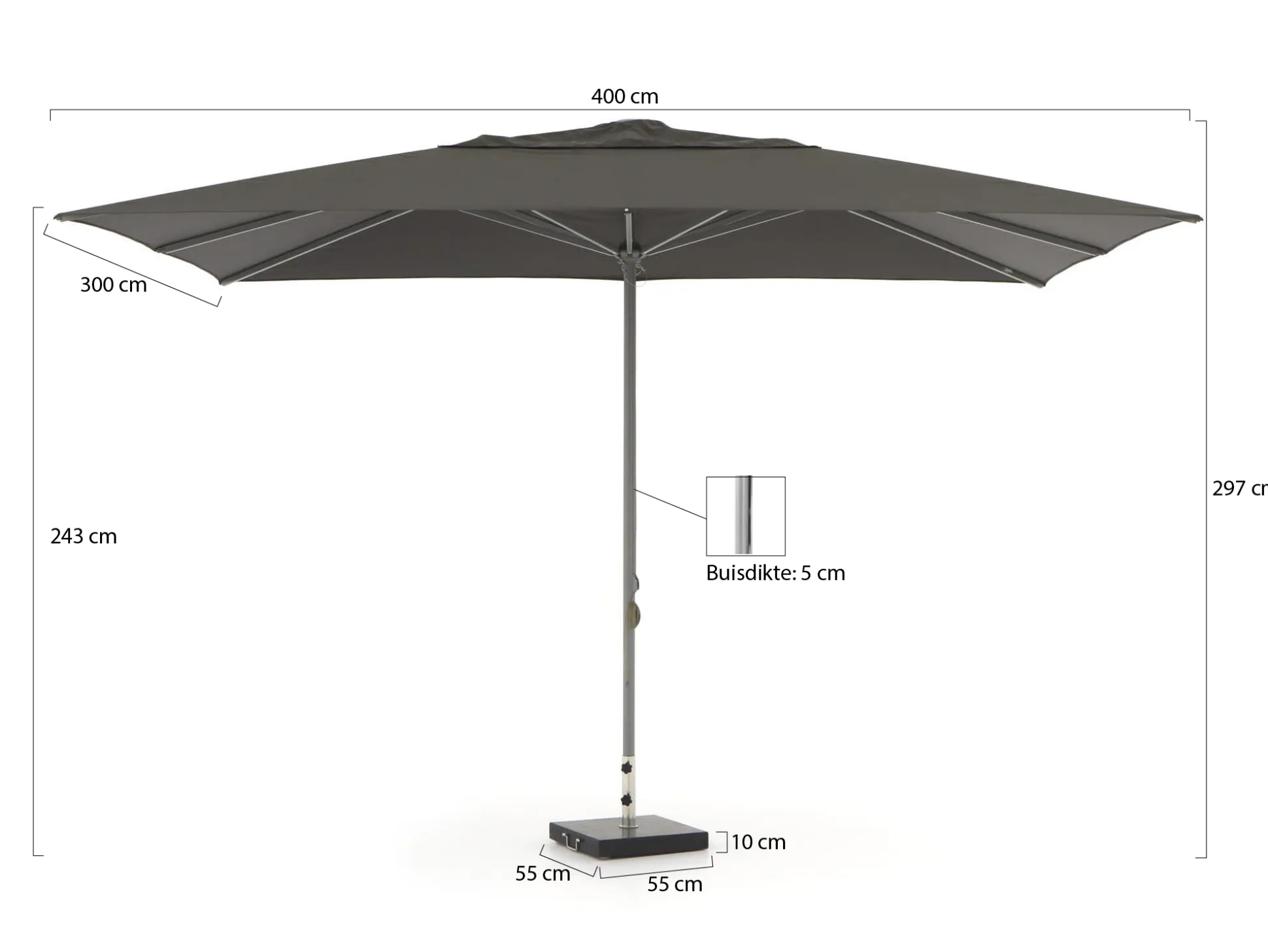 Shadowline Cuba parasol 400x300cm