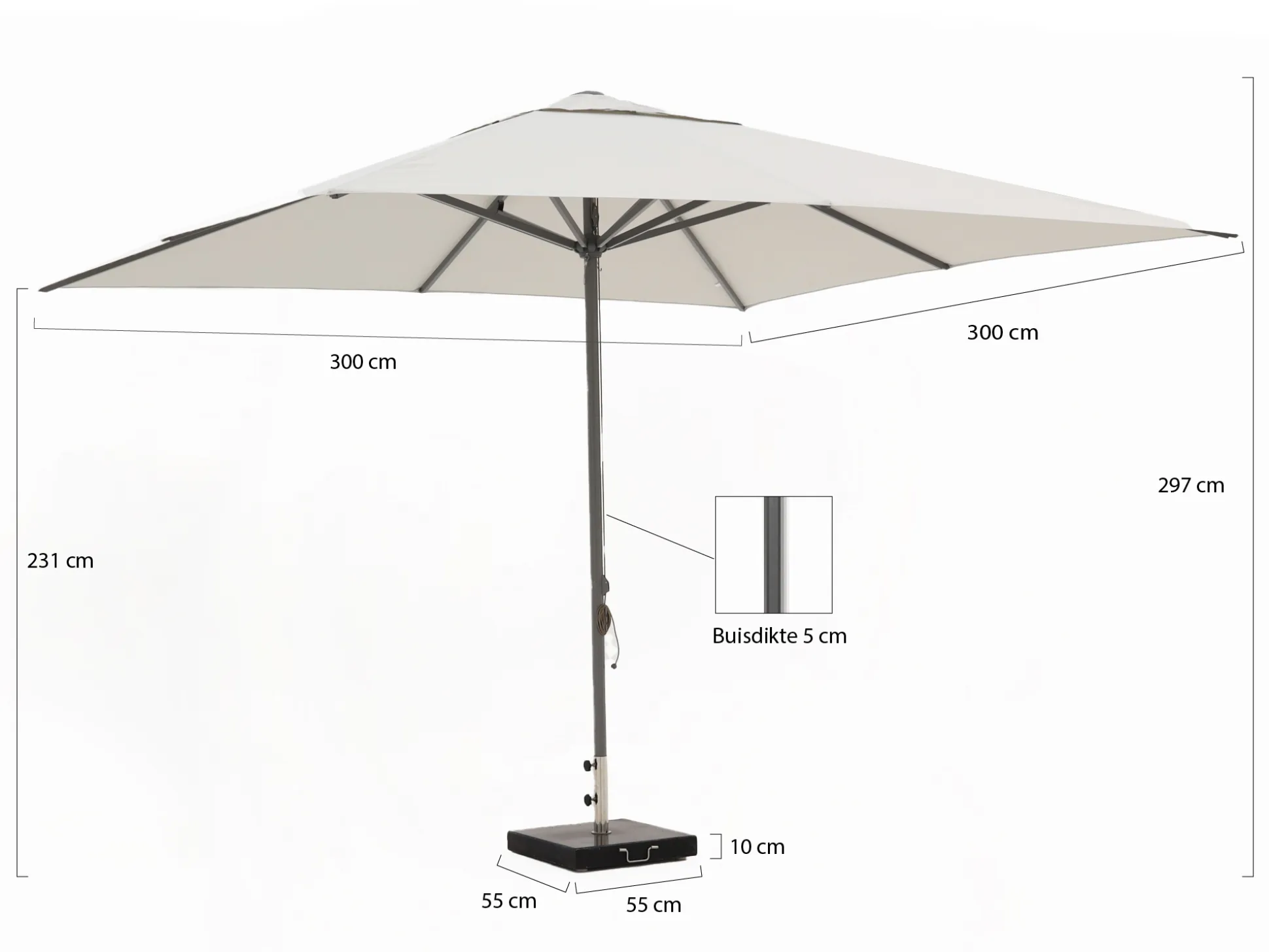 Shadowline Cuba parasol 350x350cm