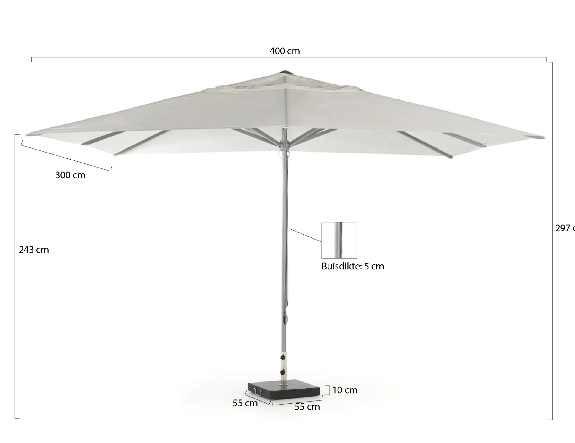 Shadowline Cuba parasol 400x300cm