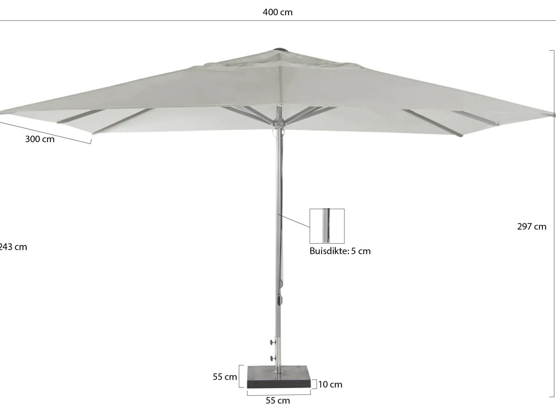 Shadowline Cuba parasol 400x300cm