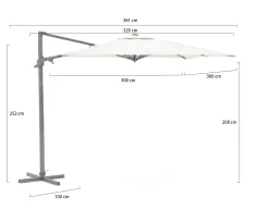 Shadowline Francisco zweefparasol 300x300cm