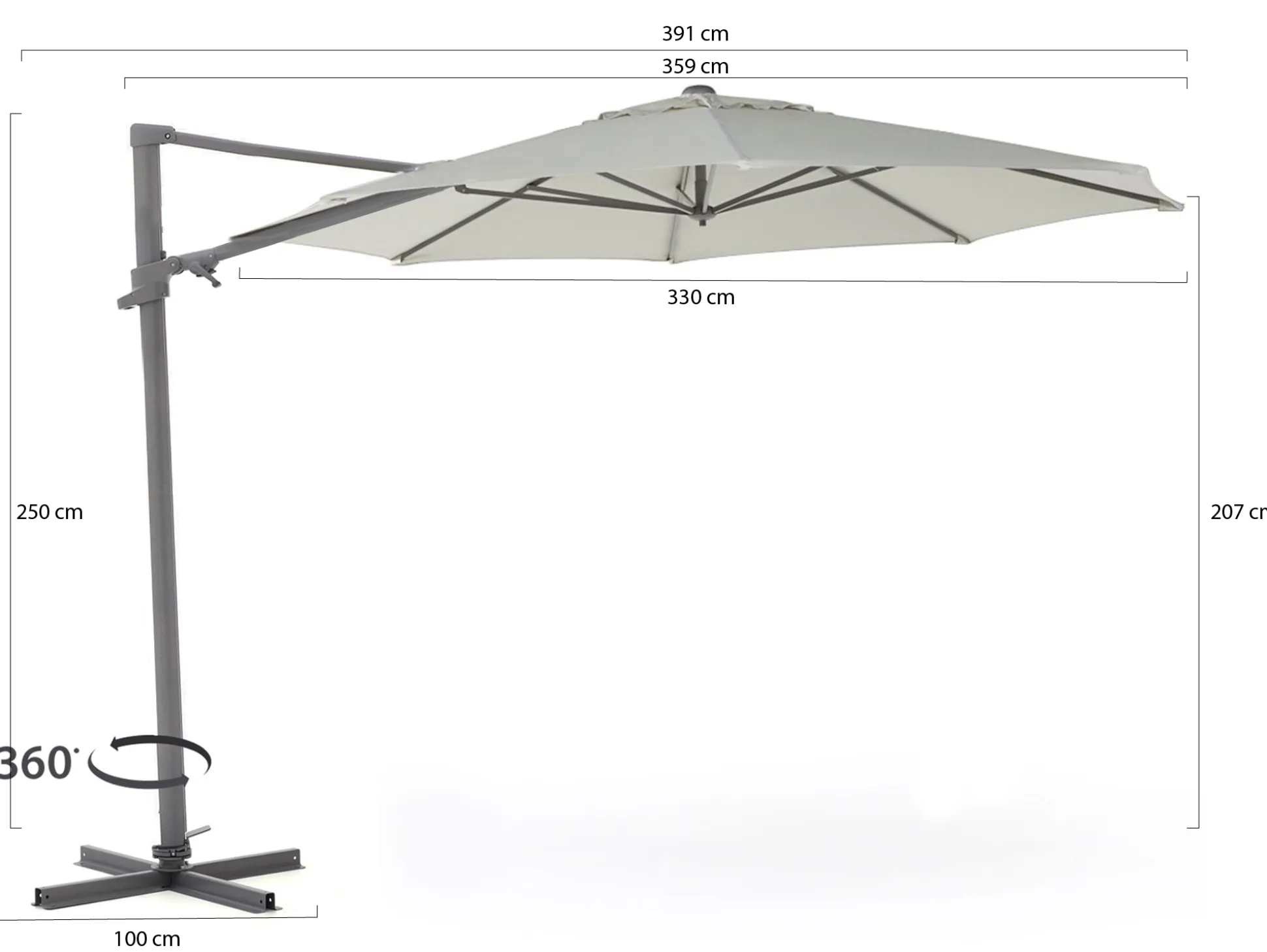 Shadowline Francisco zweefparasol ø330cm