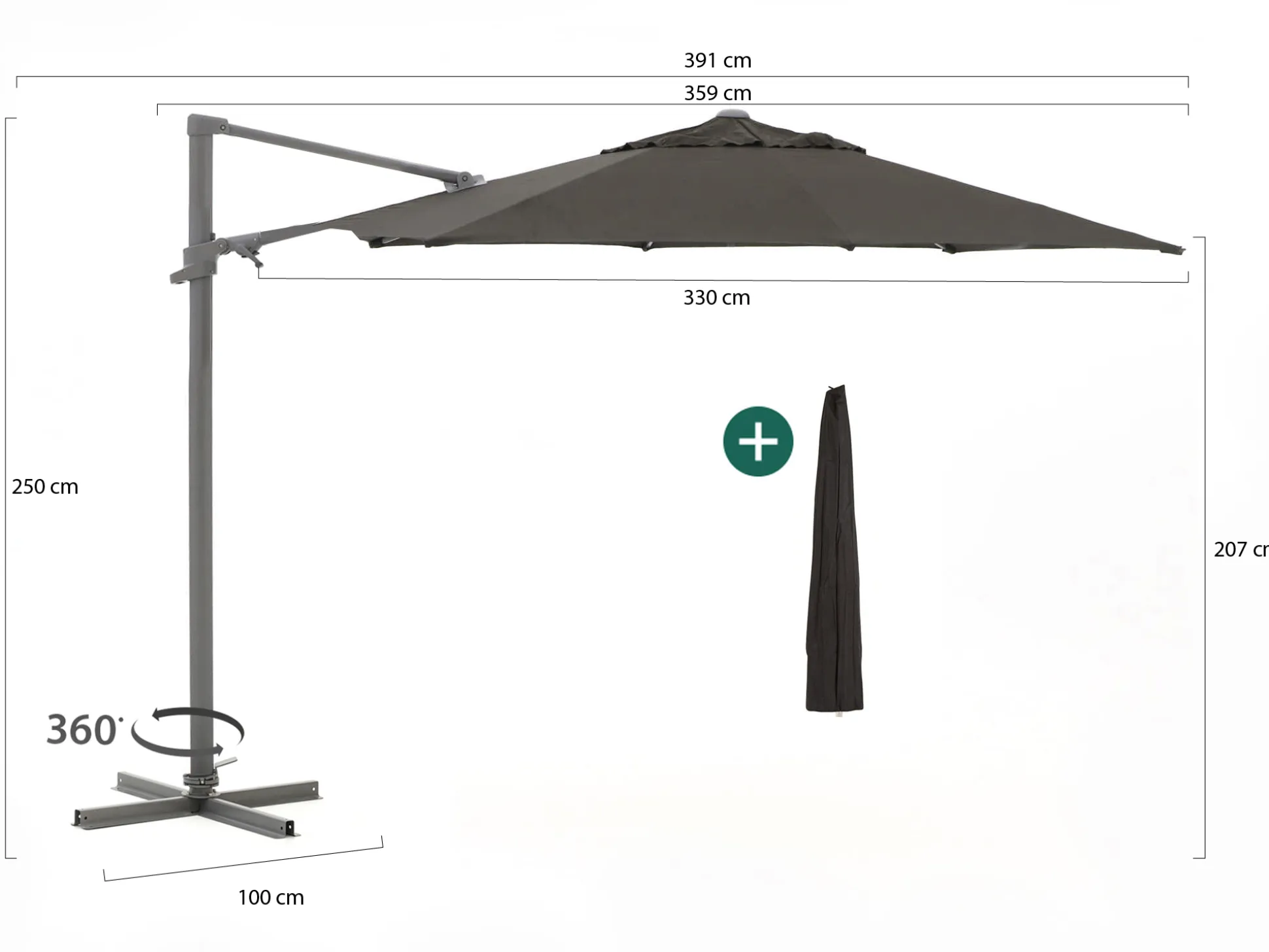 Shadowline Francisco zweefparasol ø 330cm