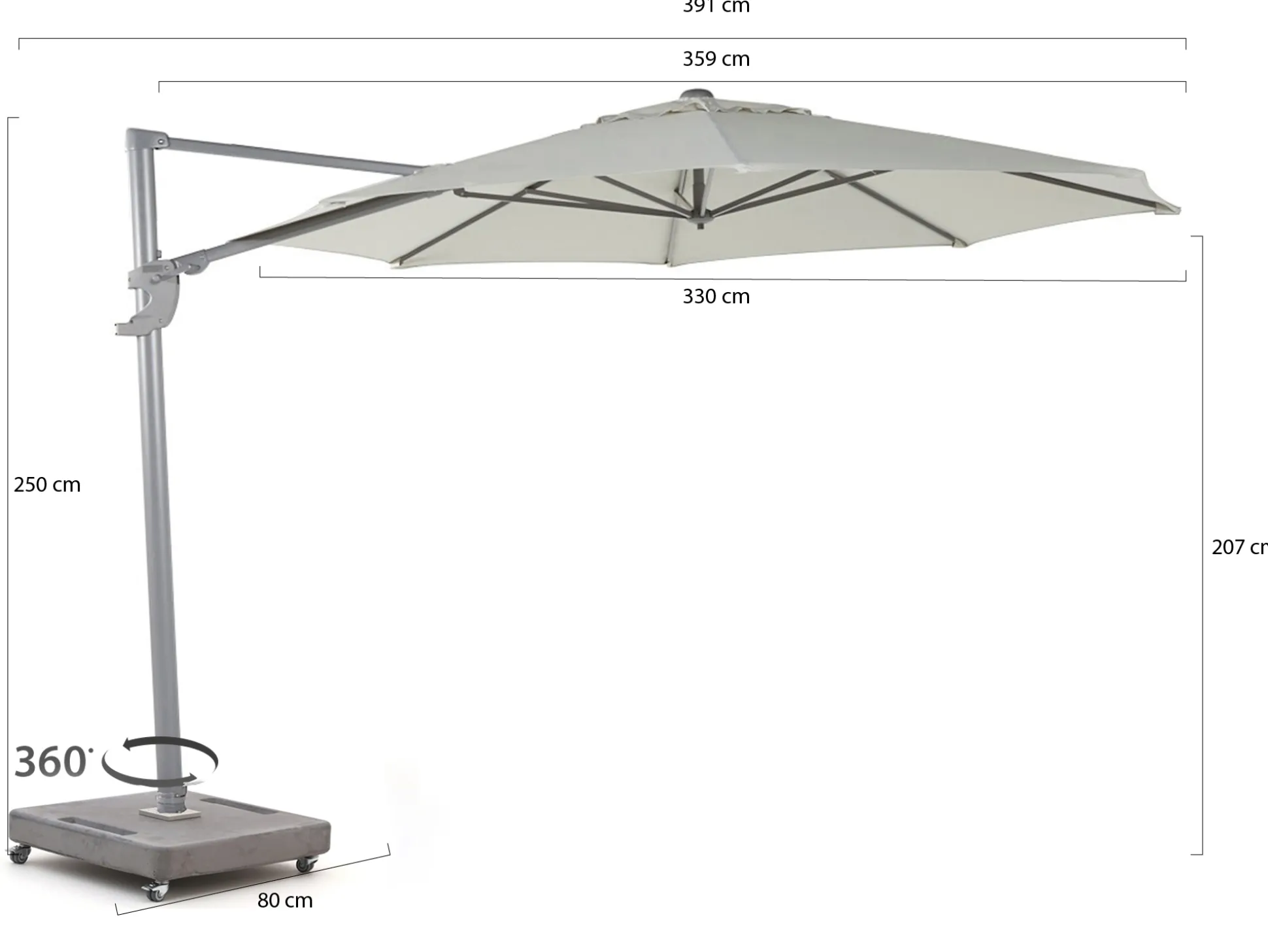 Shadowline Francisco zweefparasol ø330cm