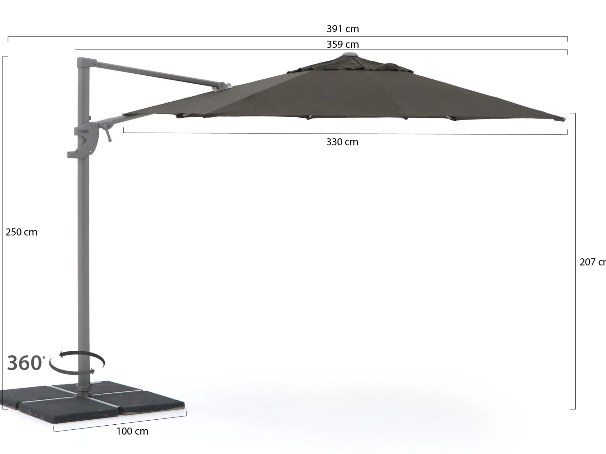 Shadowline Francisco zweefparasol ø330cm