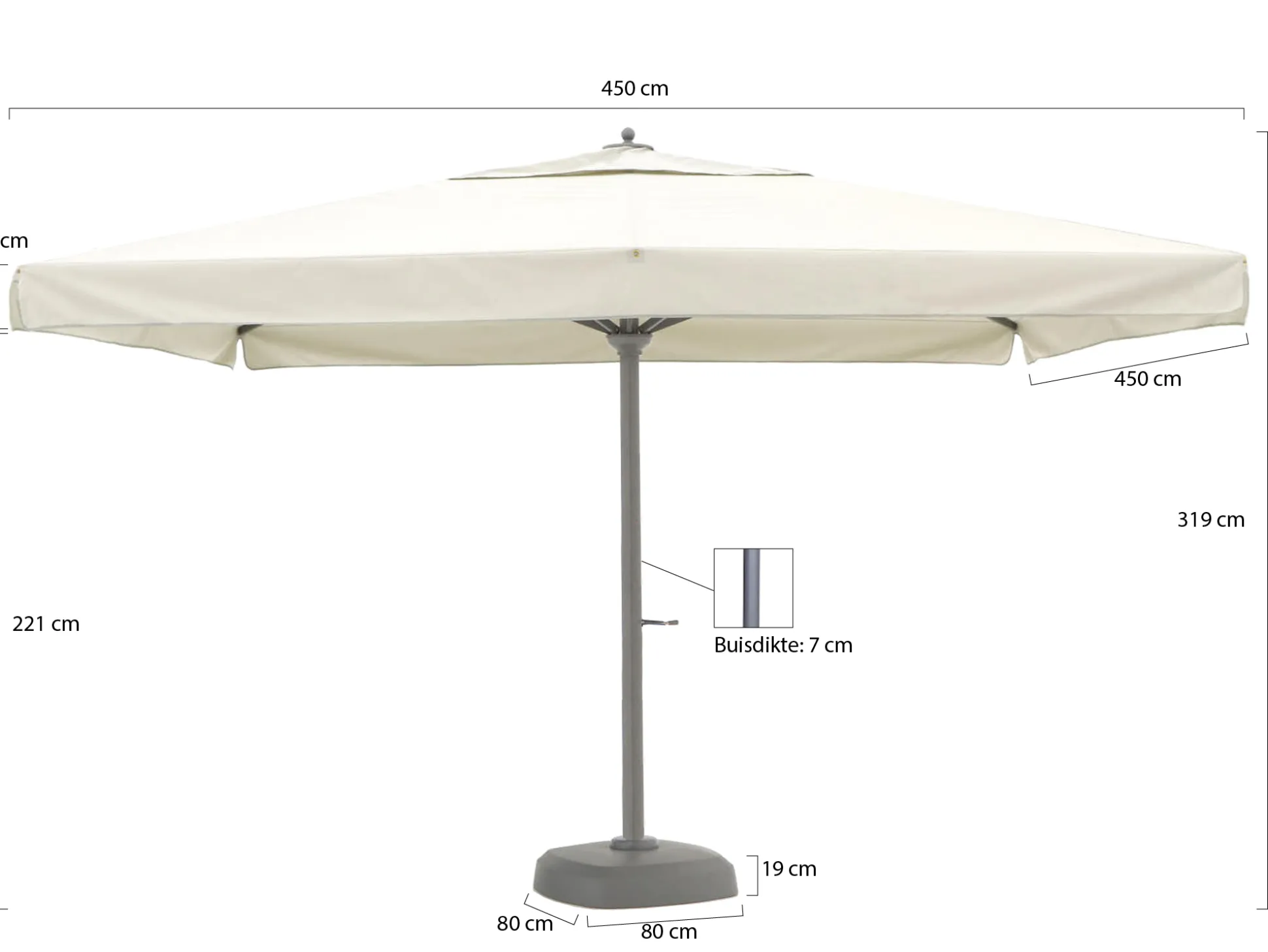 Shadowline Java parasol 450x450cm