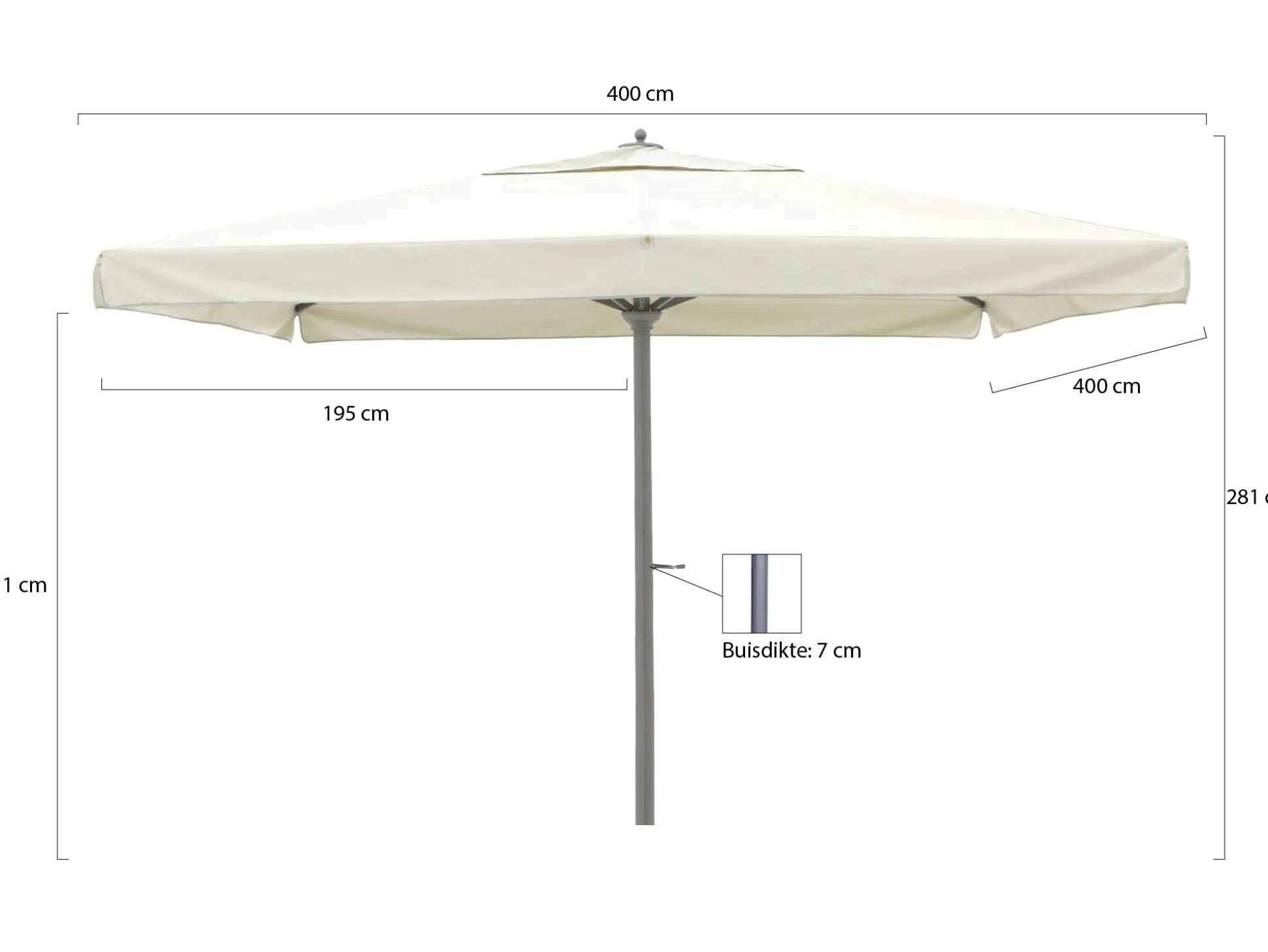Shadowline Java parasol 400x400cm