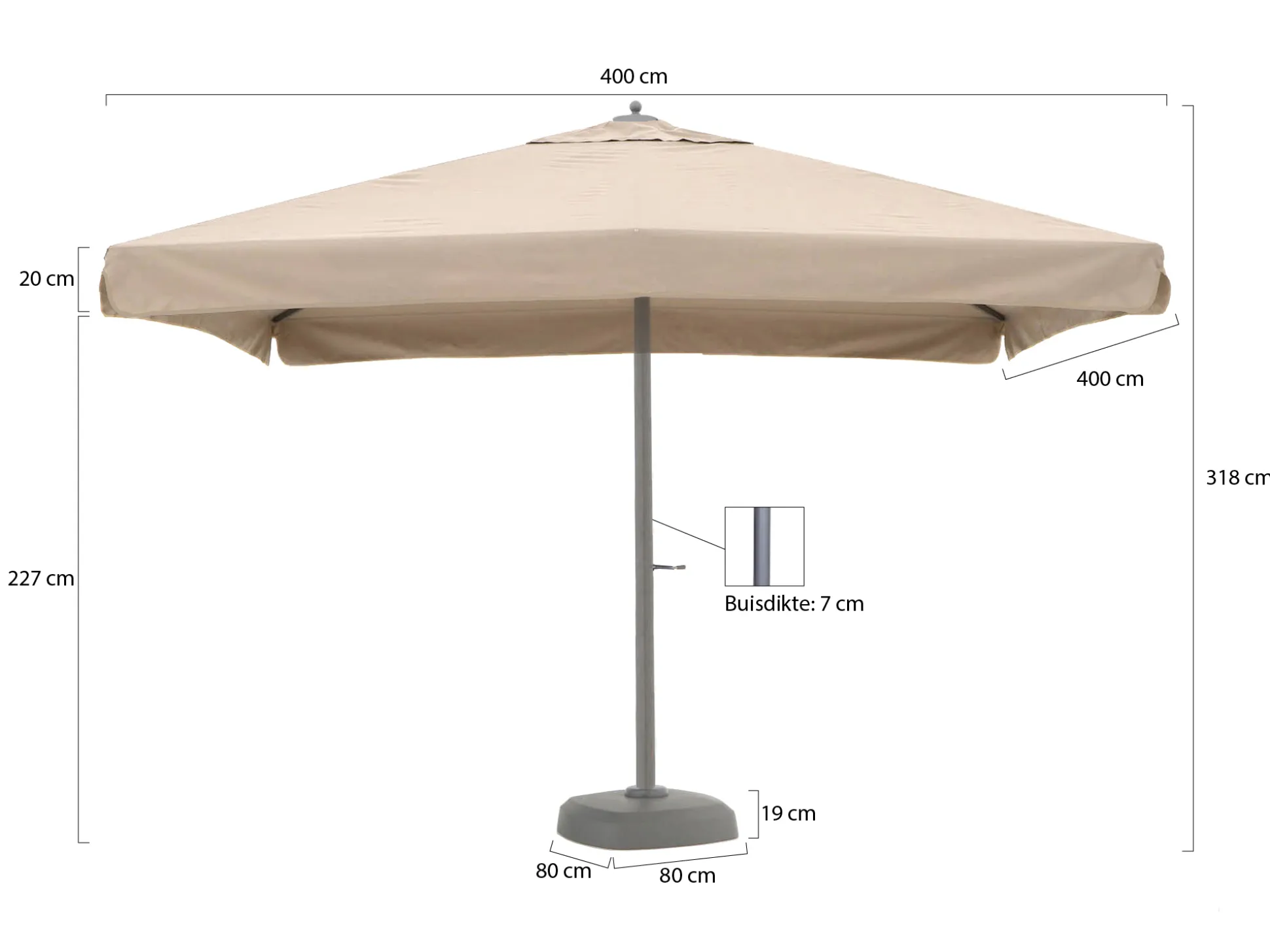 Shadowline Java parasol 400x400cm