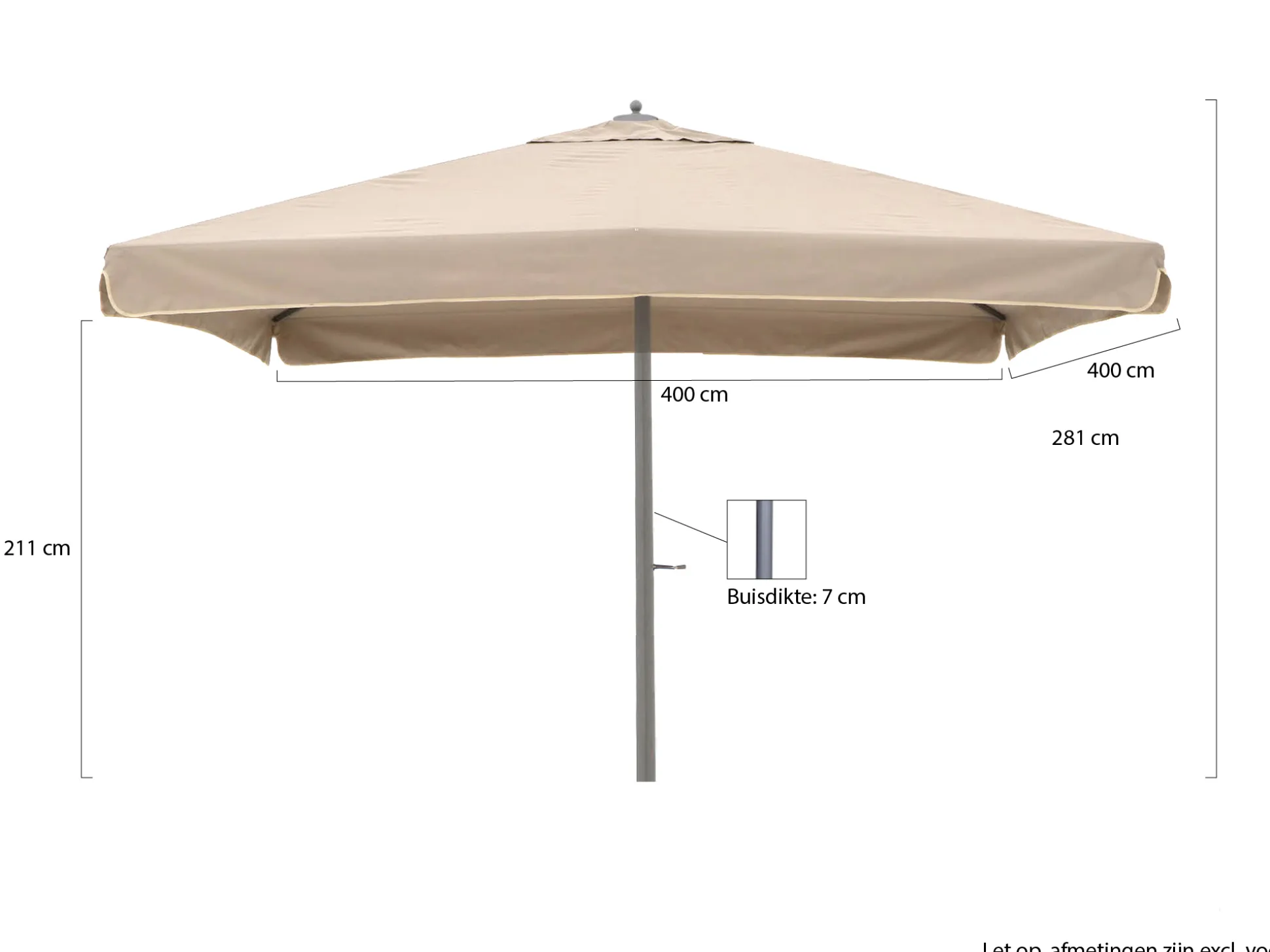 Shadowline Java parasol 400x400cm