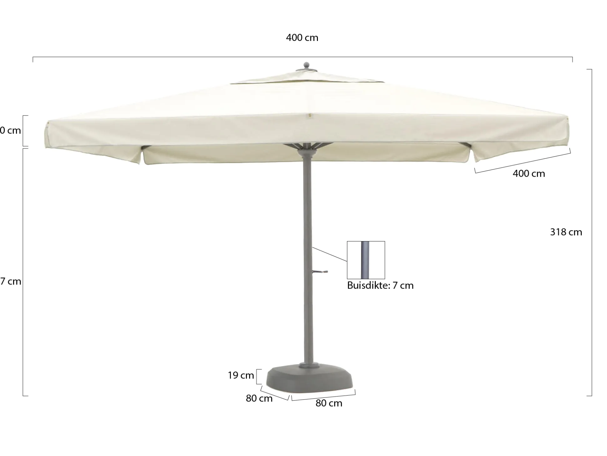 Shadowline Java parasol 400x400cm