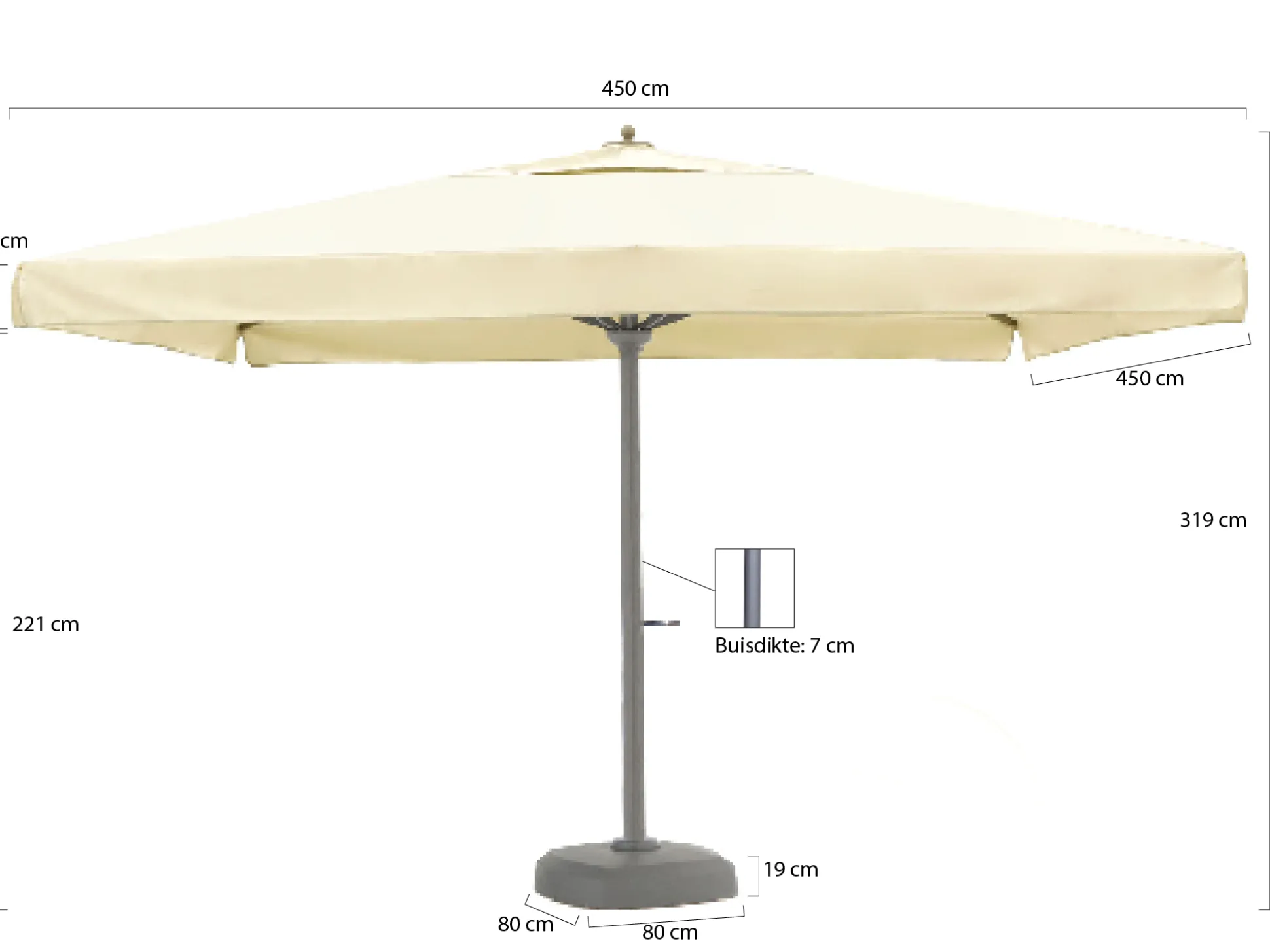 Shadowline Java parasol 450x450cm