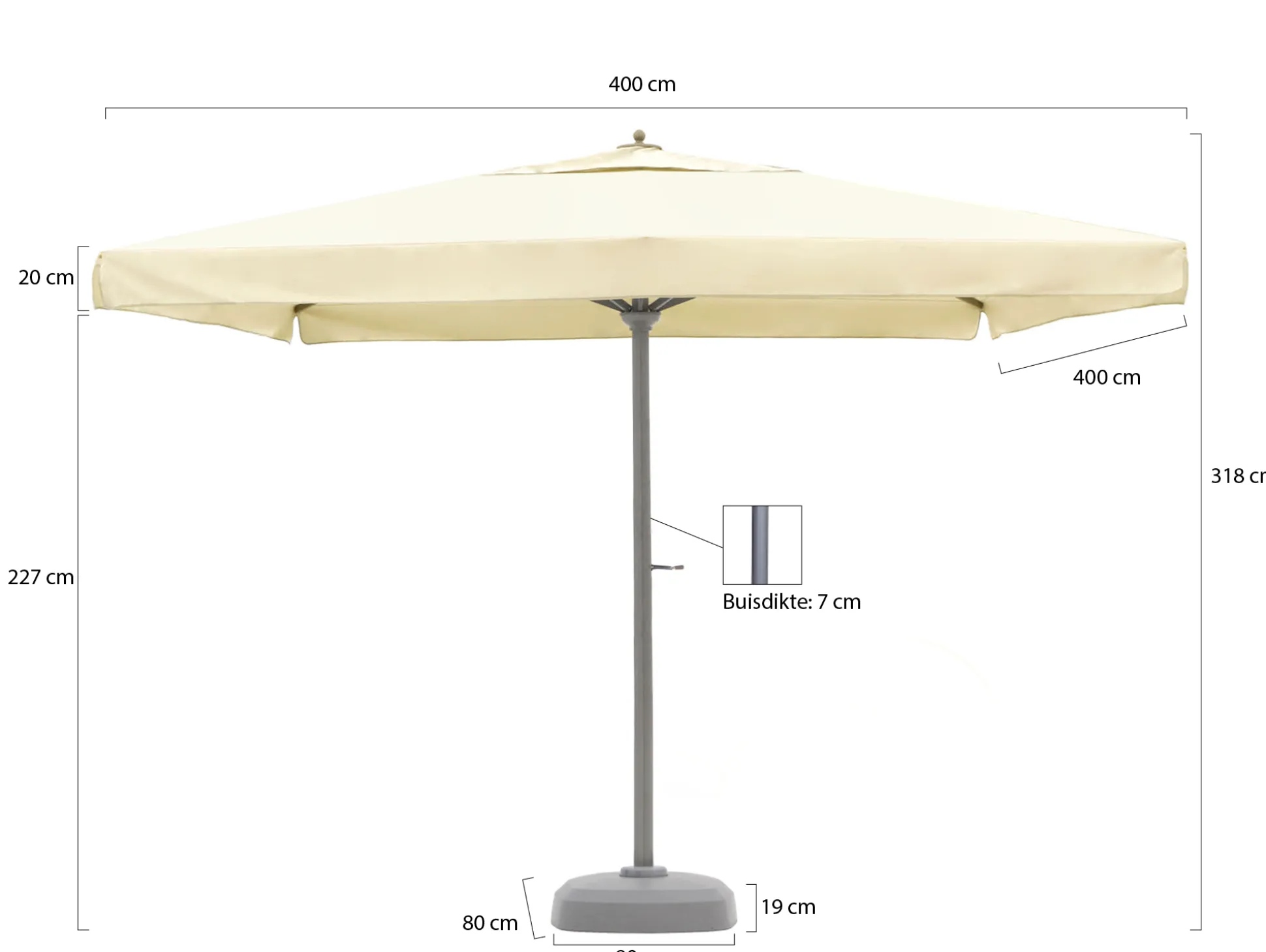 Shadowline Java parasol 400x400cm