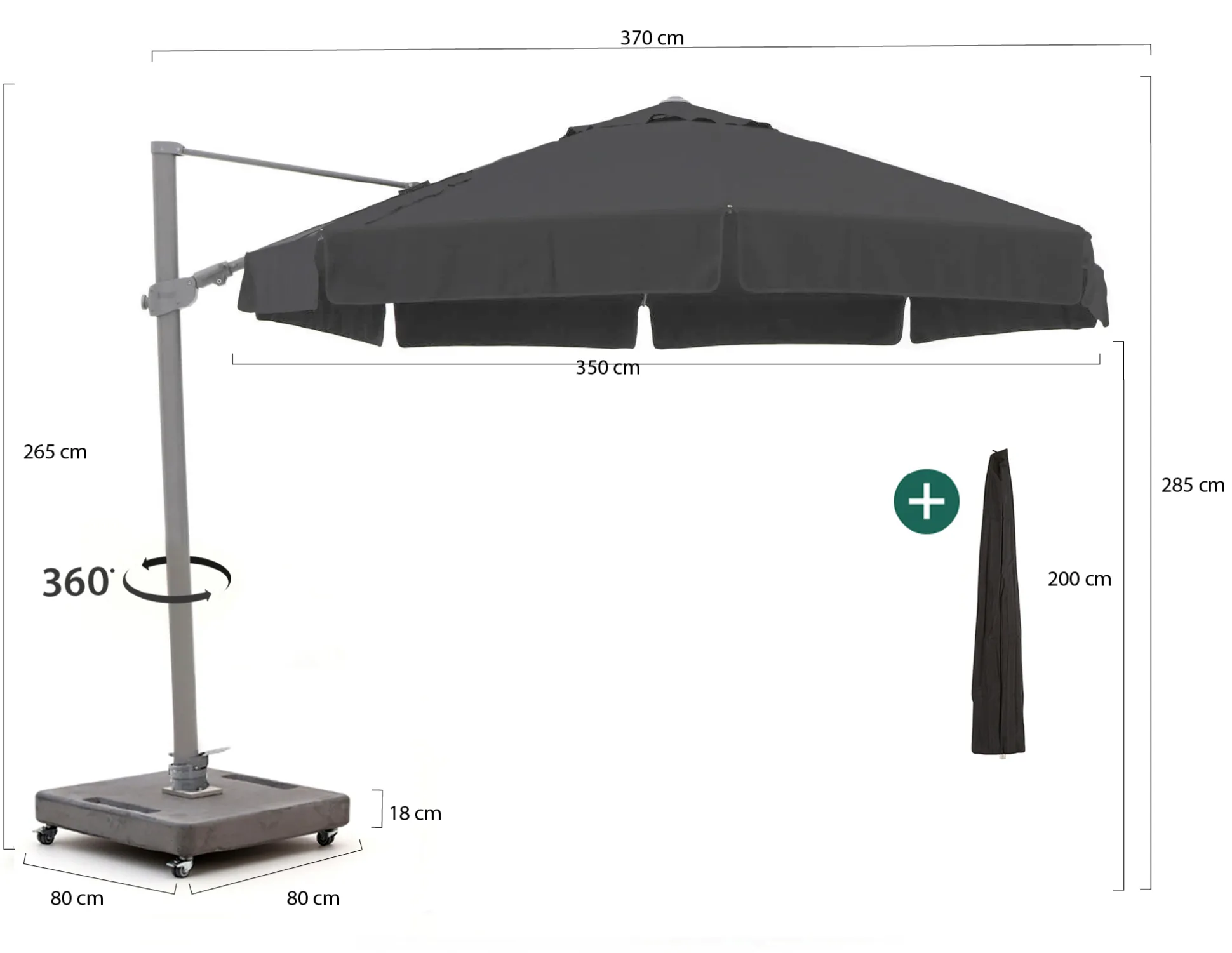 Shadowline Miami zweefparasol ø 350cm
