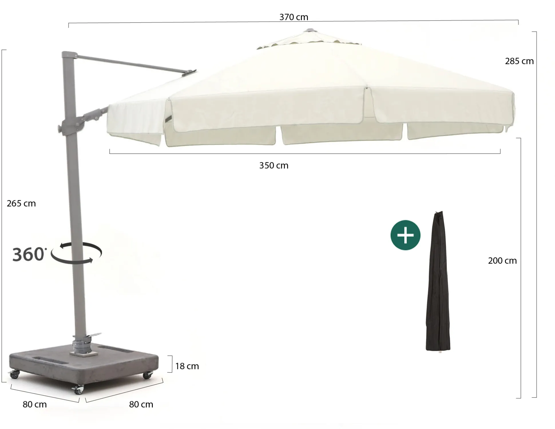 Shadowline Miami zweefparasol ø 350cm
