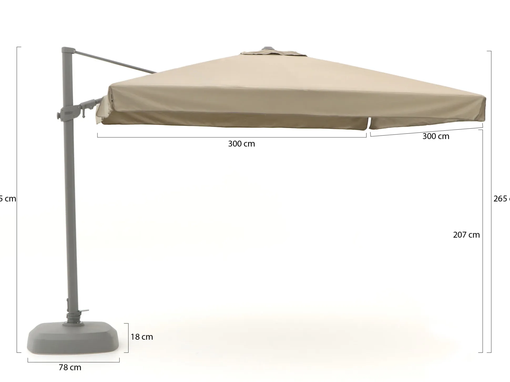 Shadowline Miami zweefparasol 300x300cm