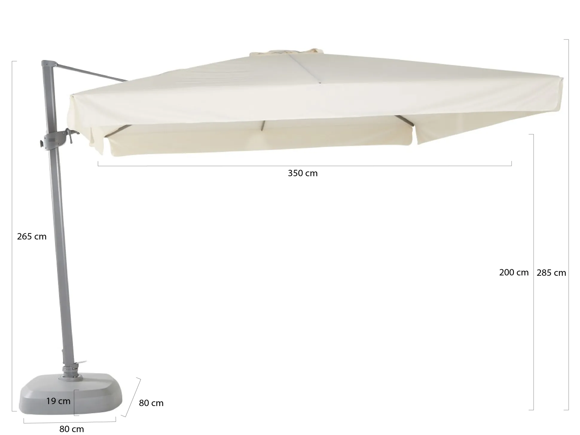 Shadowline Miami zweefparasol 300x300cm
