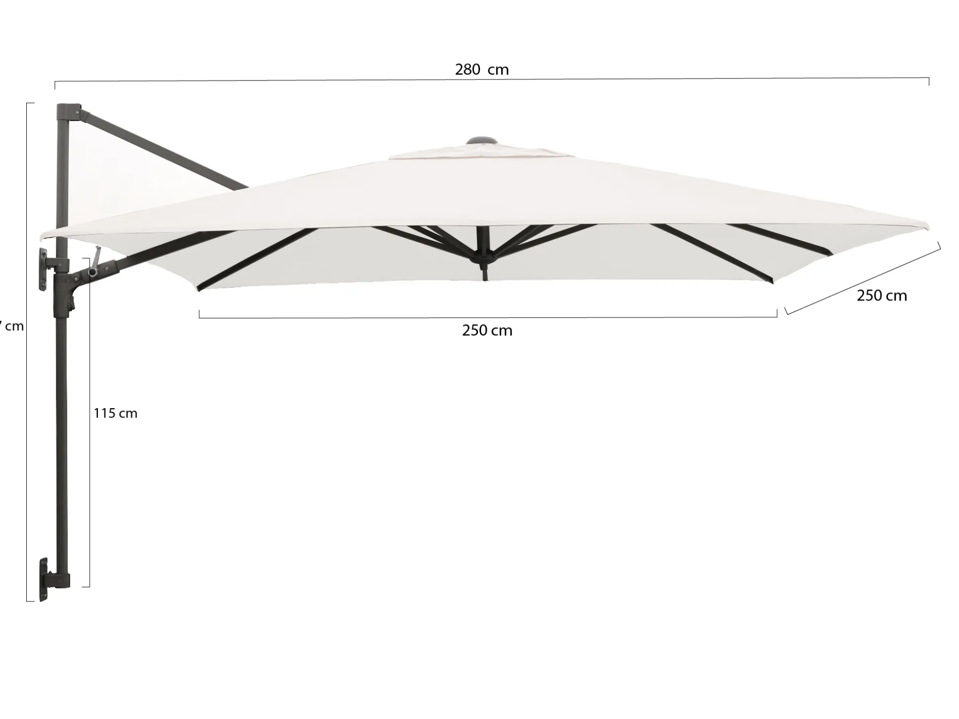 Shadowline muurparasol 250x250cm