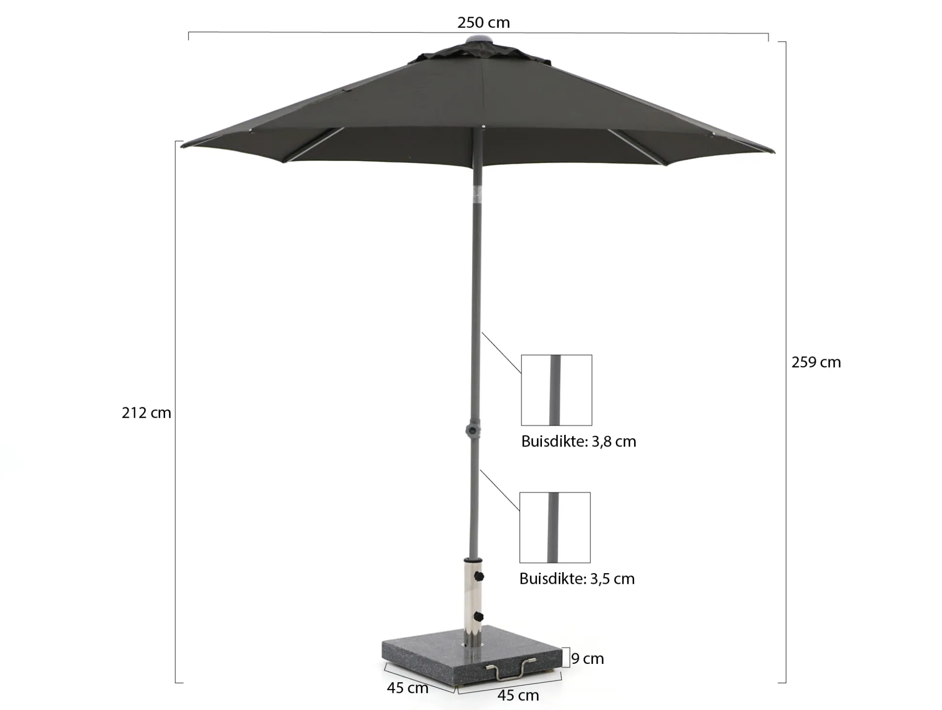 Shadowline Push-up parasol ø 250cm
