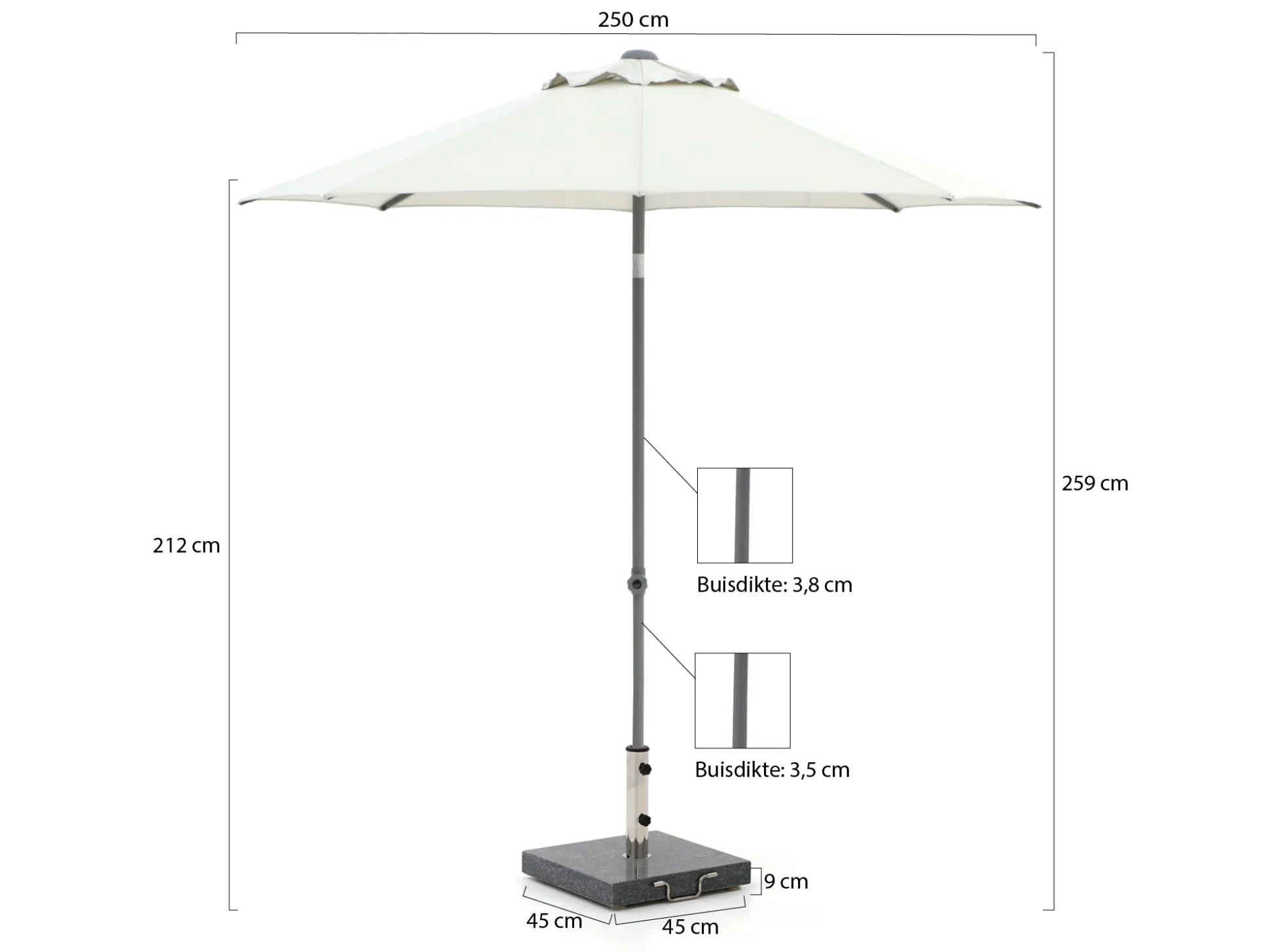 Shadowline Push-up parasol ø 250cm