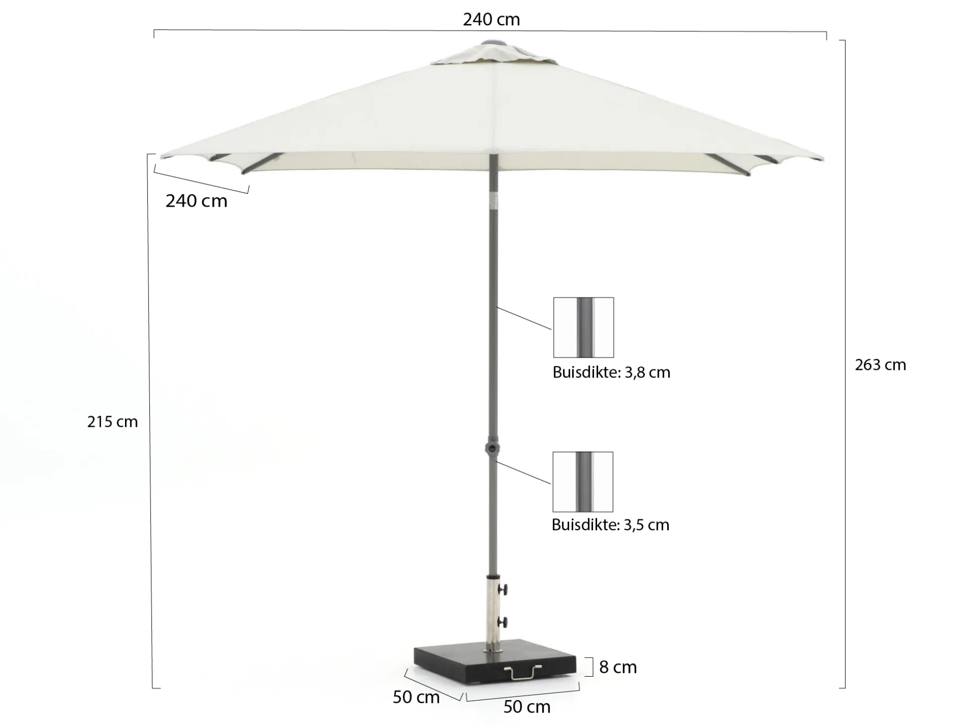 Shadowline Push-up parasol 240x240cm