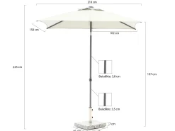 Shadowline Push-up parasol 210x150cm