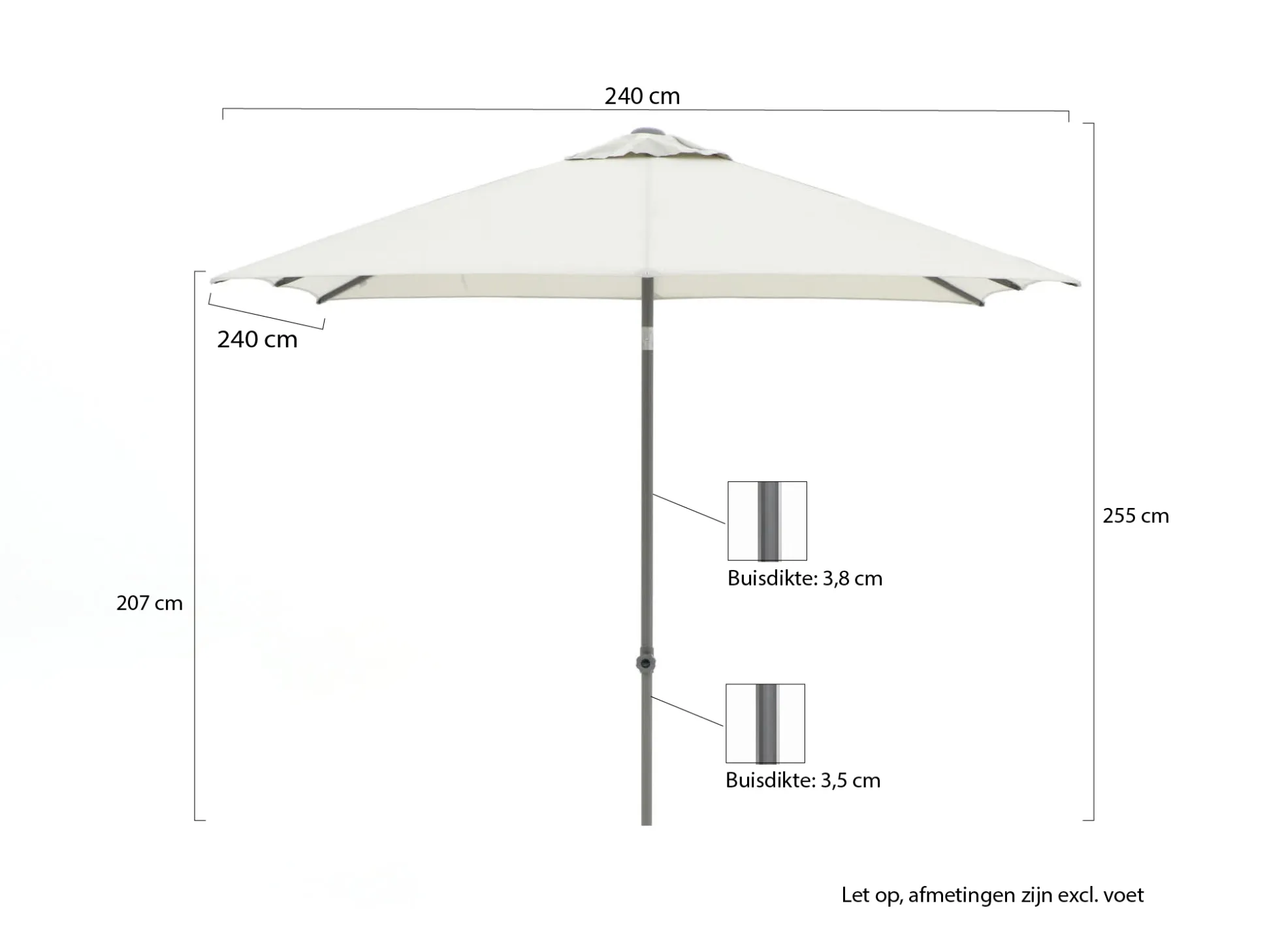Shadowline Push-up parasol 240x240cm