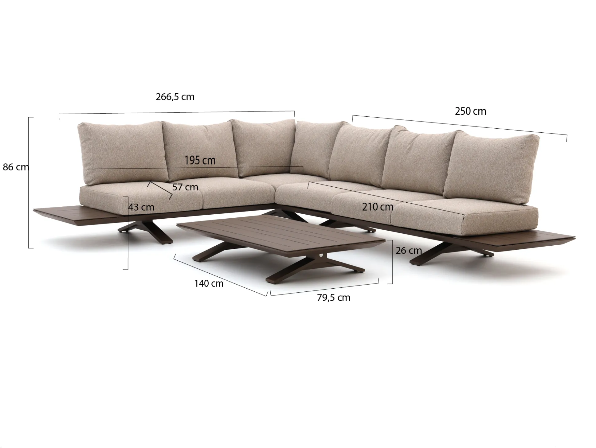 SUNS Stockholm hoek loungeset 3-delig