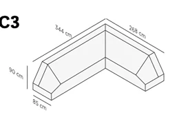 SUNS Tuinmeubelhoes C3 hoek loungeset rechts 344x268x90cm