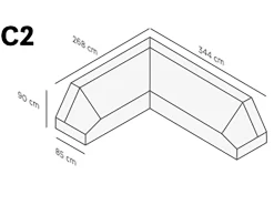 SUNS Tuinmeubelhoes C2 hoek loungeset links 268x344x90cm
