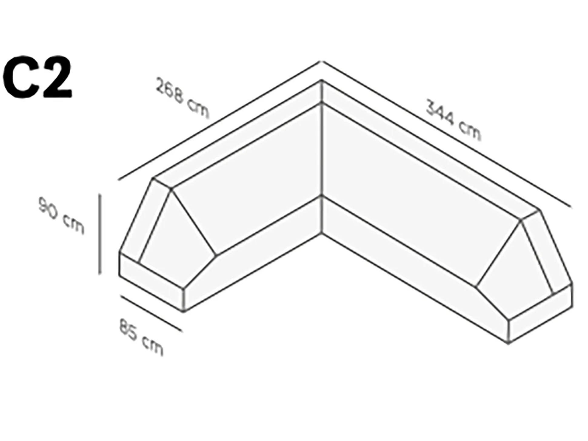 SUNS Tuinmeubelhoes C2 hoek loungeset links 268x344x90cm