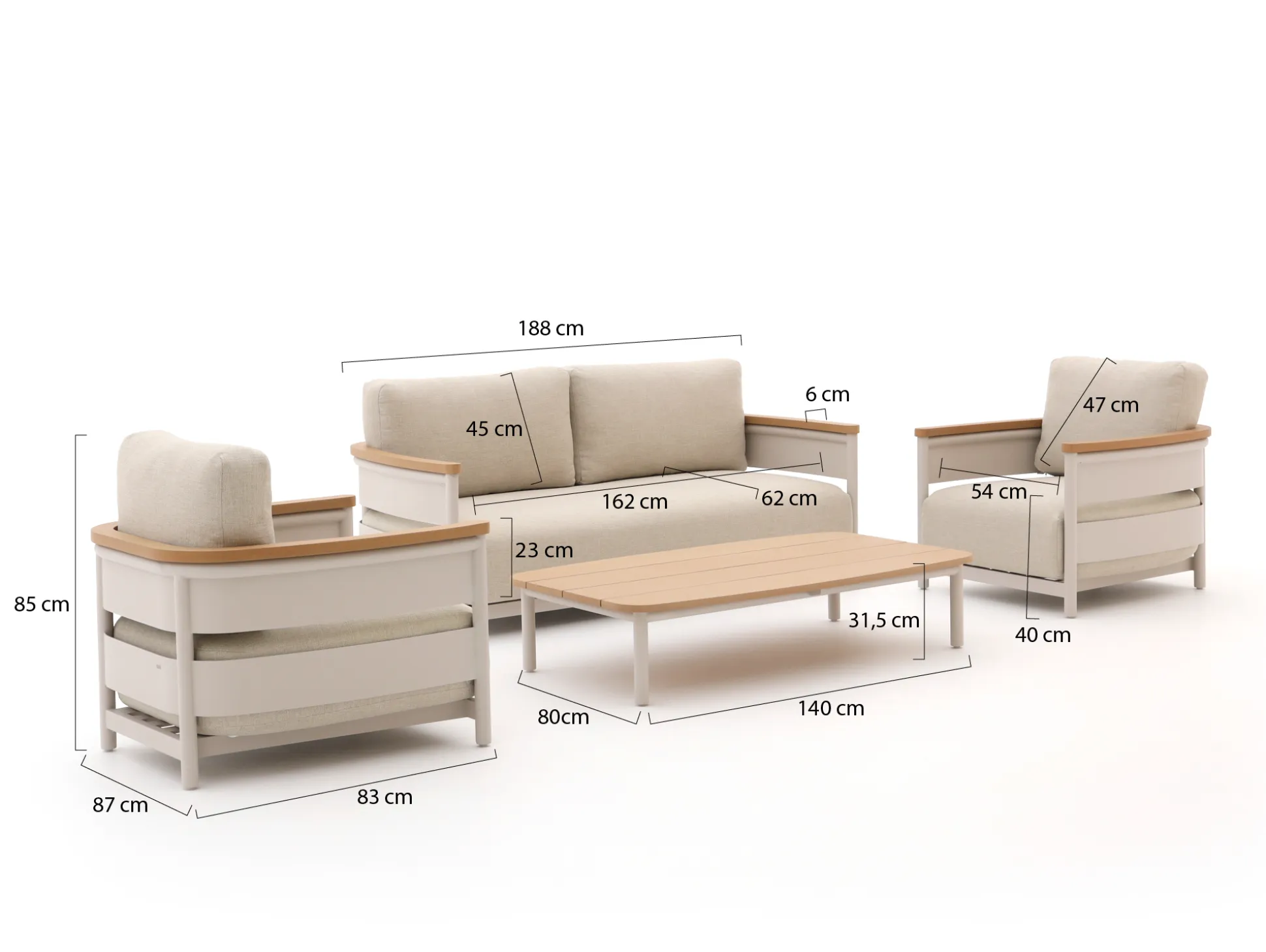 SUNS Wadi stoel-bank loungeset 4-delig