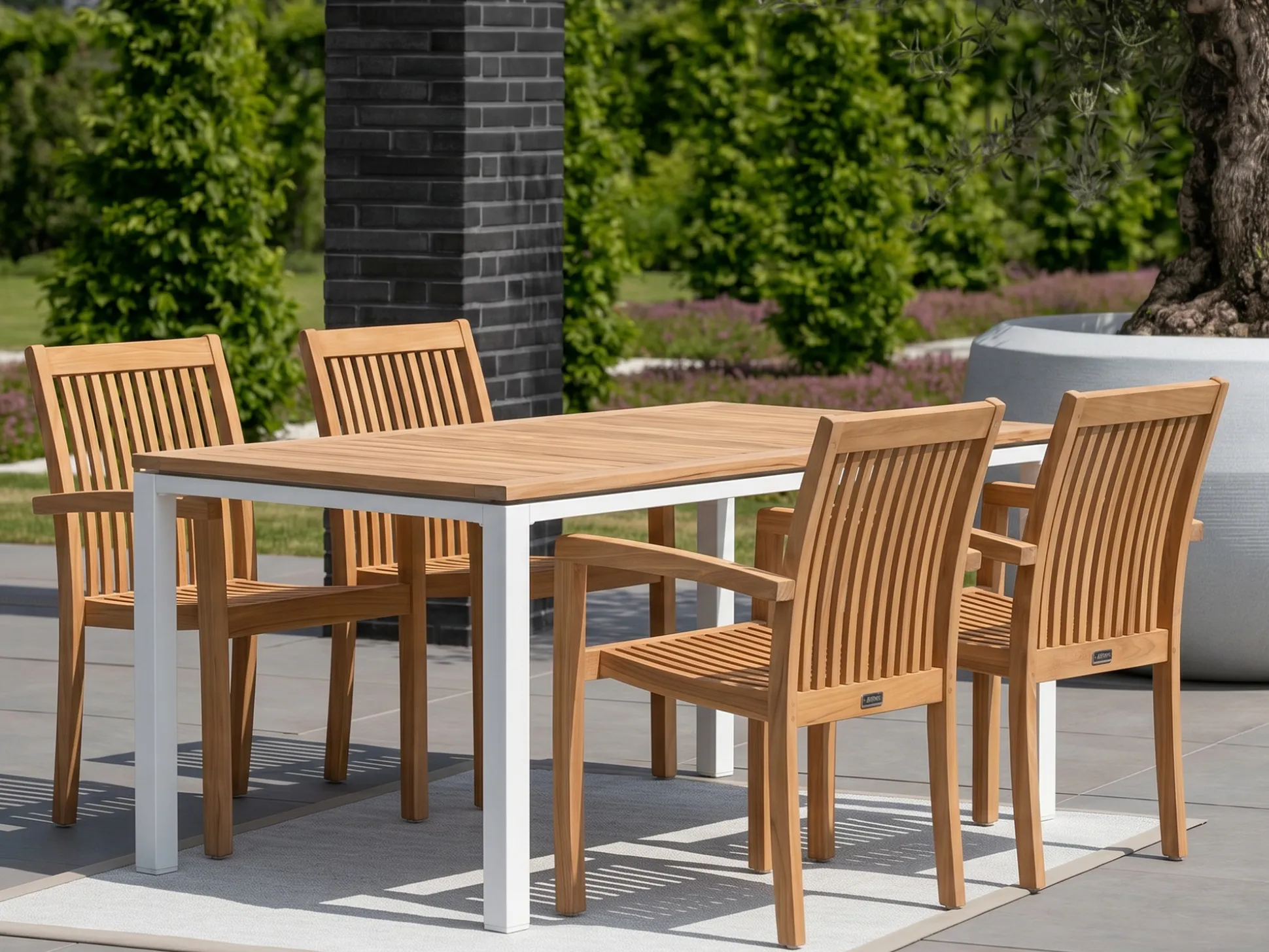 Sunyard Jakarta/Linosa 180cm dining tuinset 5-delig stapelbaar