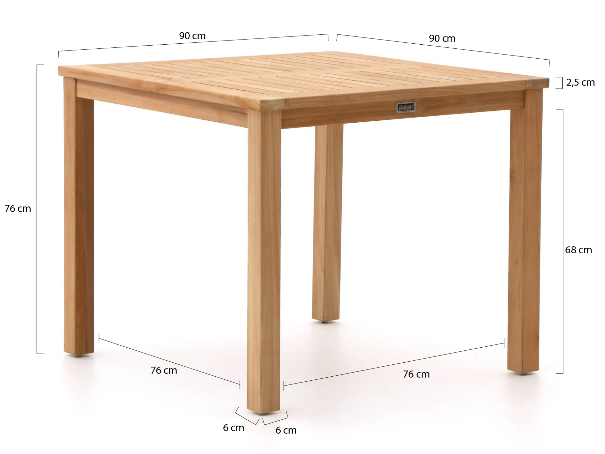 Sunyard Liverpool 90cm dining tuinset 5-delig stapelbaar