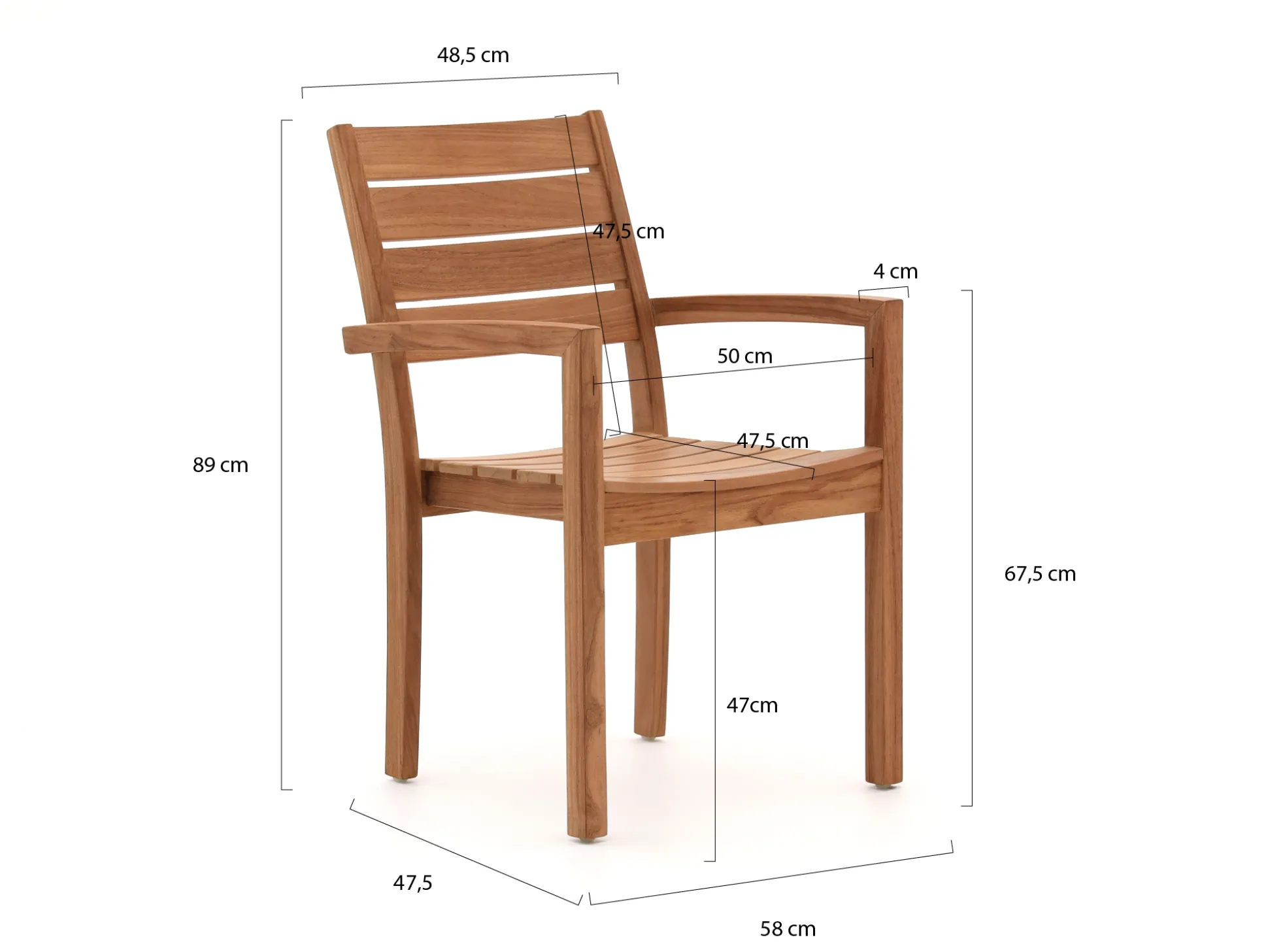 Sunyard Liverpool 90cm dining tuinset 5-delig stapelbaar
