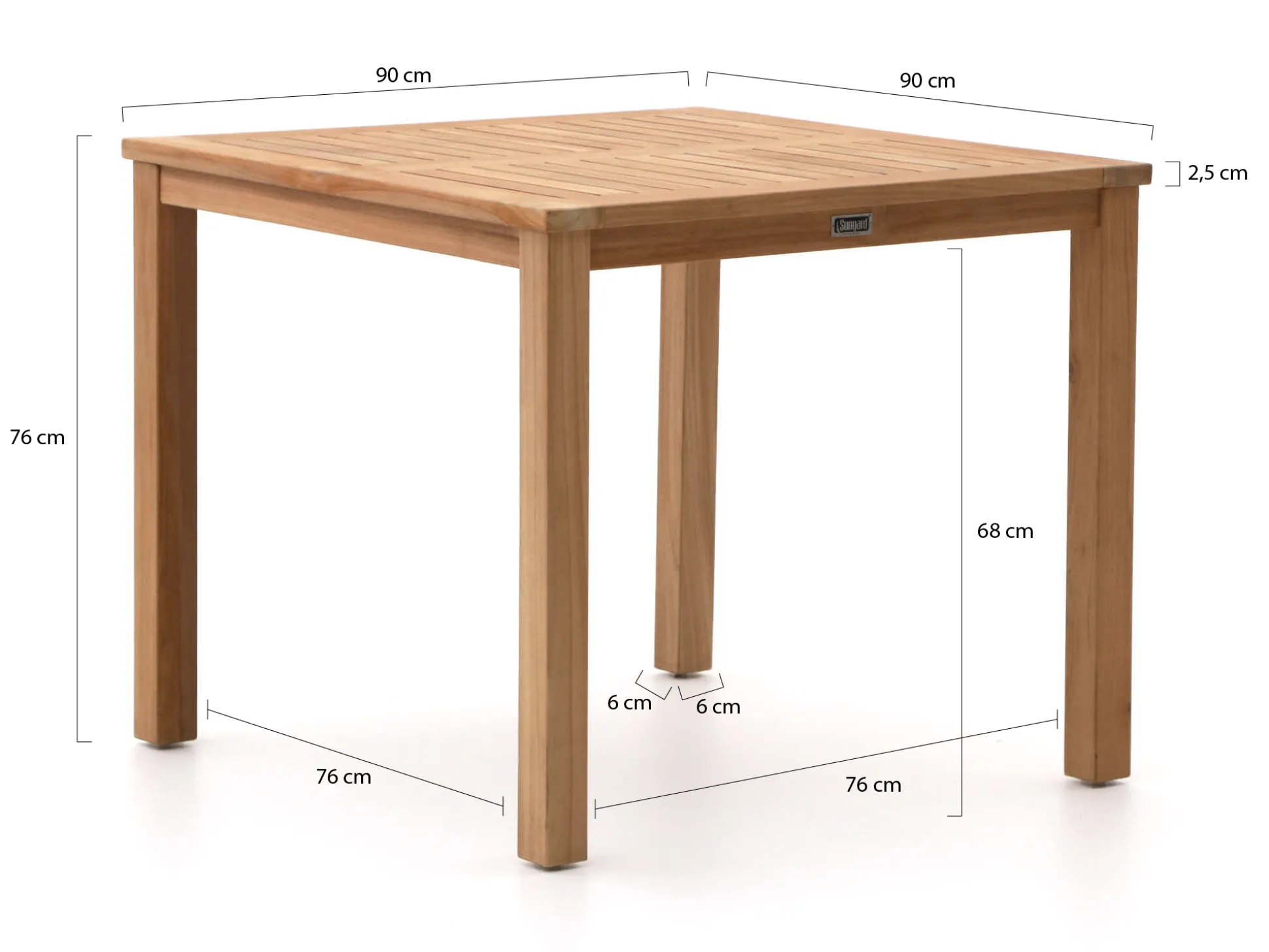 Sunyard Liverpool dining tuintafel 90x90cm
