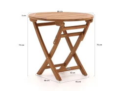 Sunyard Preston klaptafel ø 80cm (h:75cm)