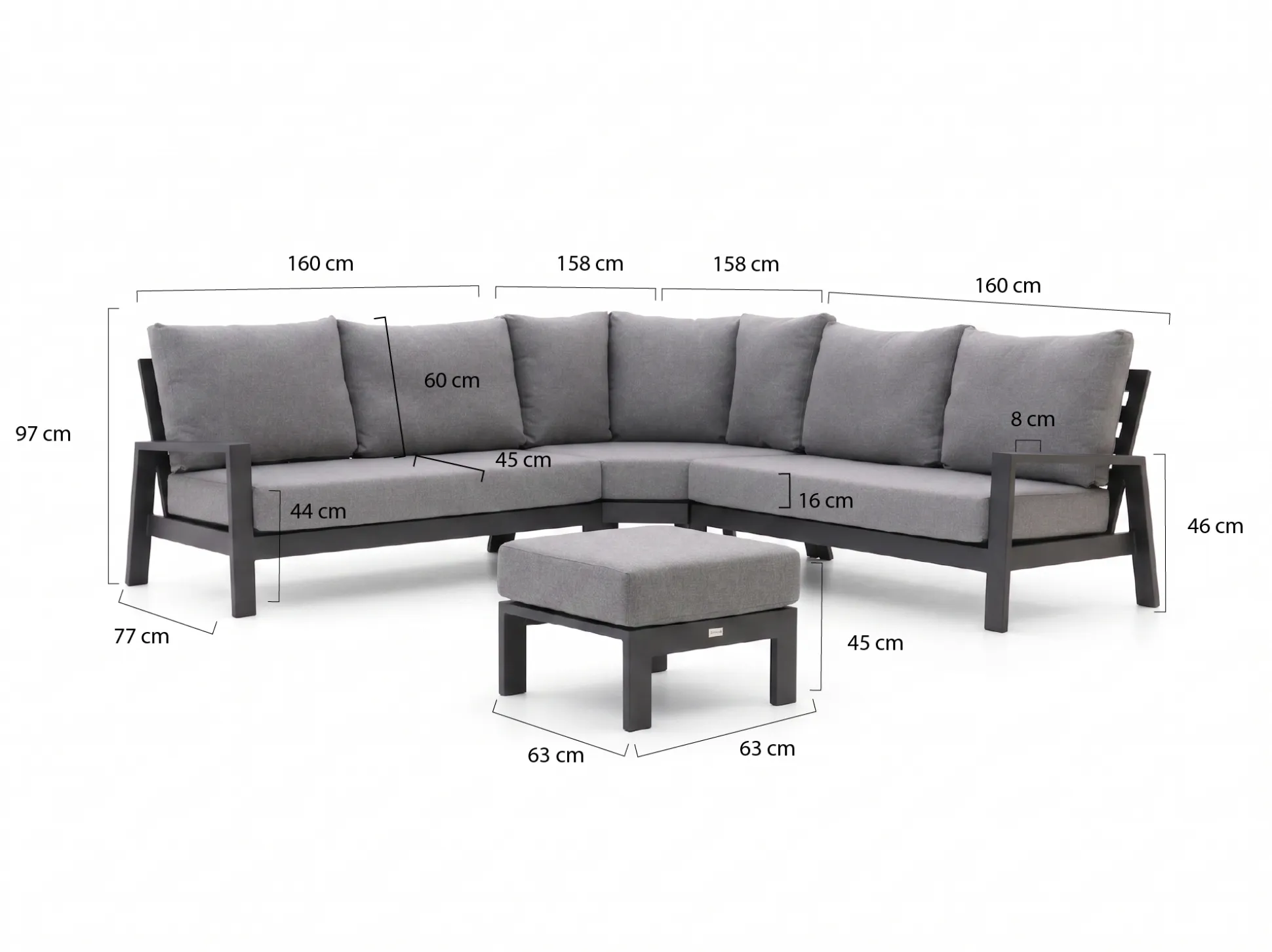 Tierra Outdoor Musone hoek loungeset 4-delig 5-zits
