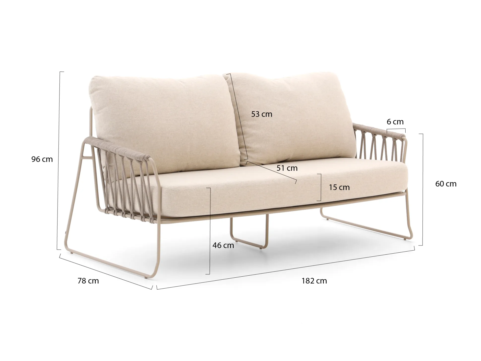 Tierra Outdoor Rivera lounge tuinbank 2-zits 182cm