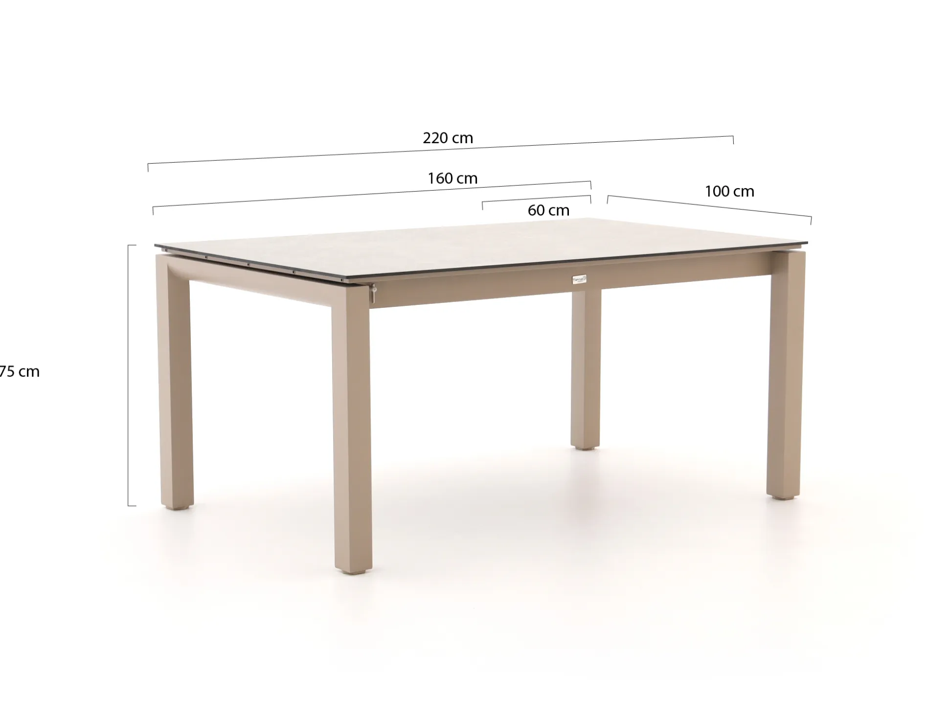 Tierra Outdoor Trespa dining tuintafel uitschuifbaar 160/220x100x75cm