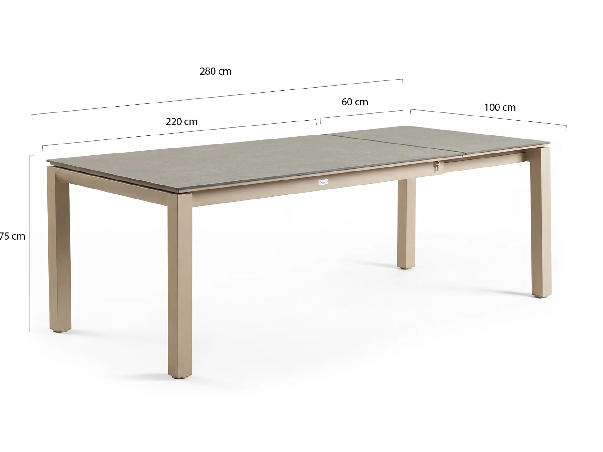 Tierra Outdoor Trespa dining tuintafel uitschuifbaar 220/280x100x75cm