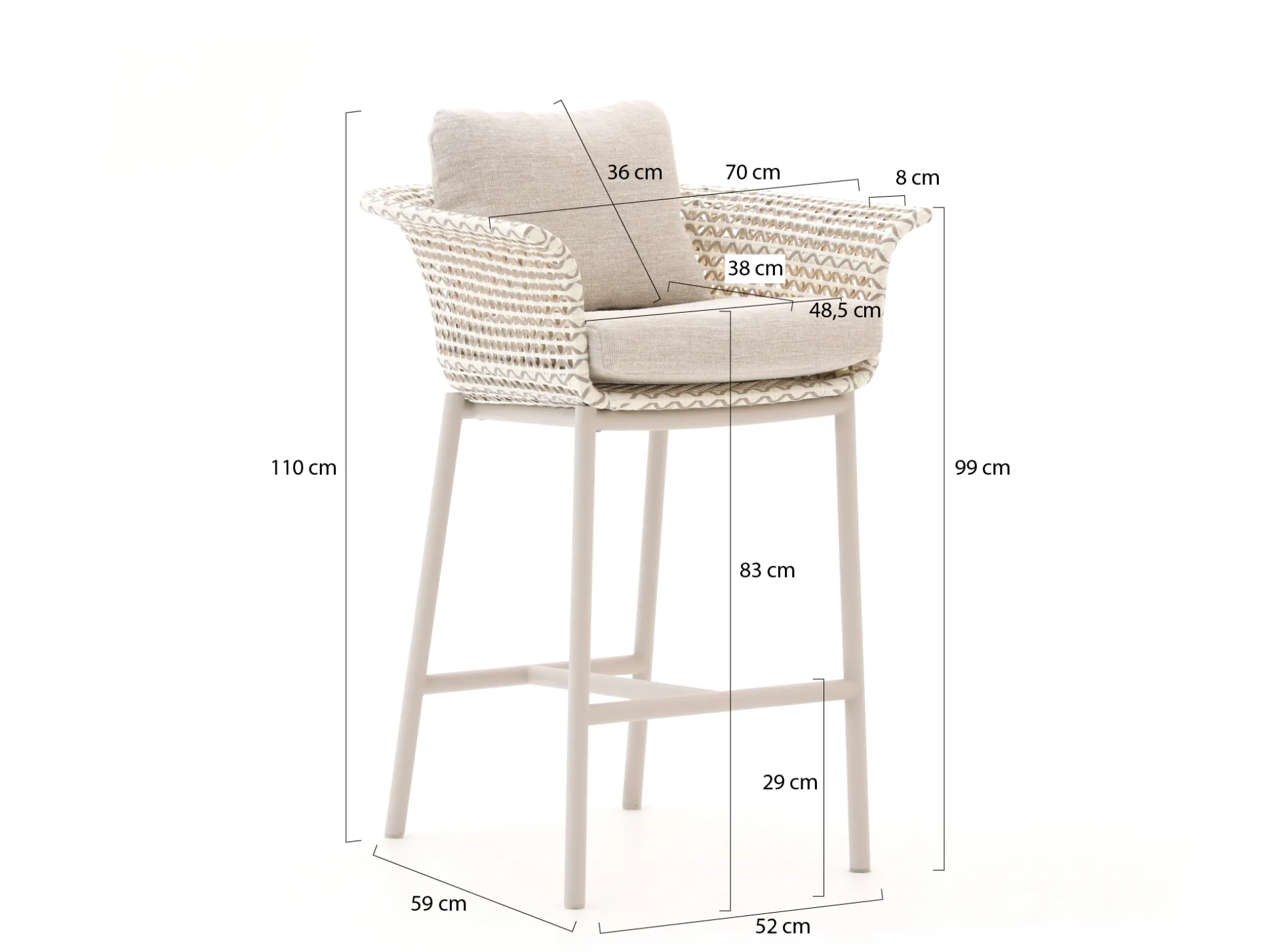 Zavelli Cuore ø 120cm barset 5-delig