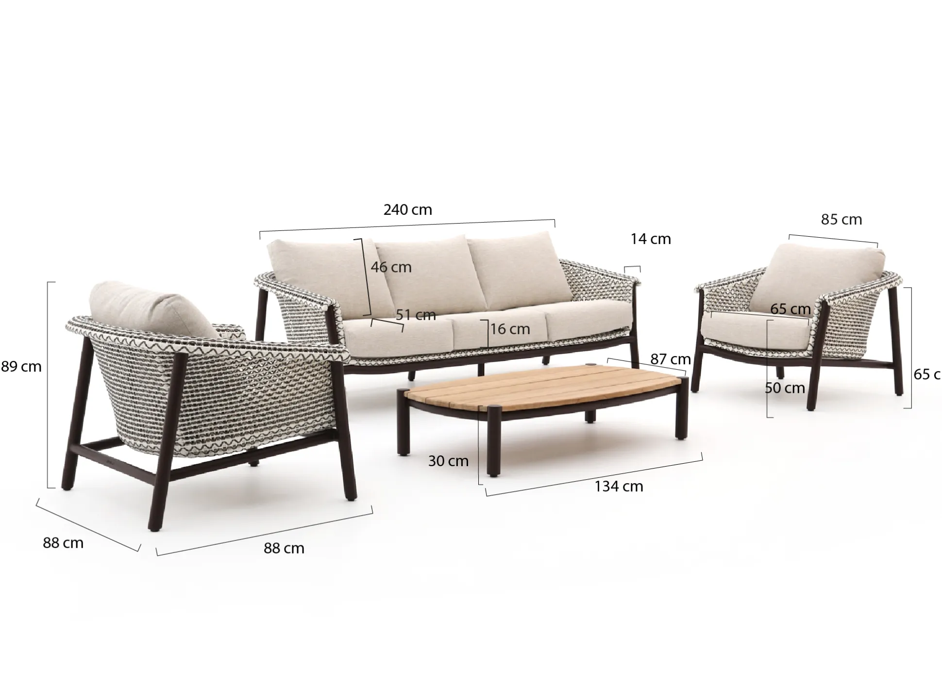 Zavelli Cuore stoel-bank loungeset 4-delig 5-zits