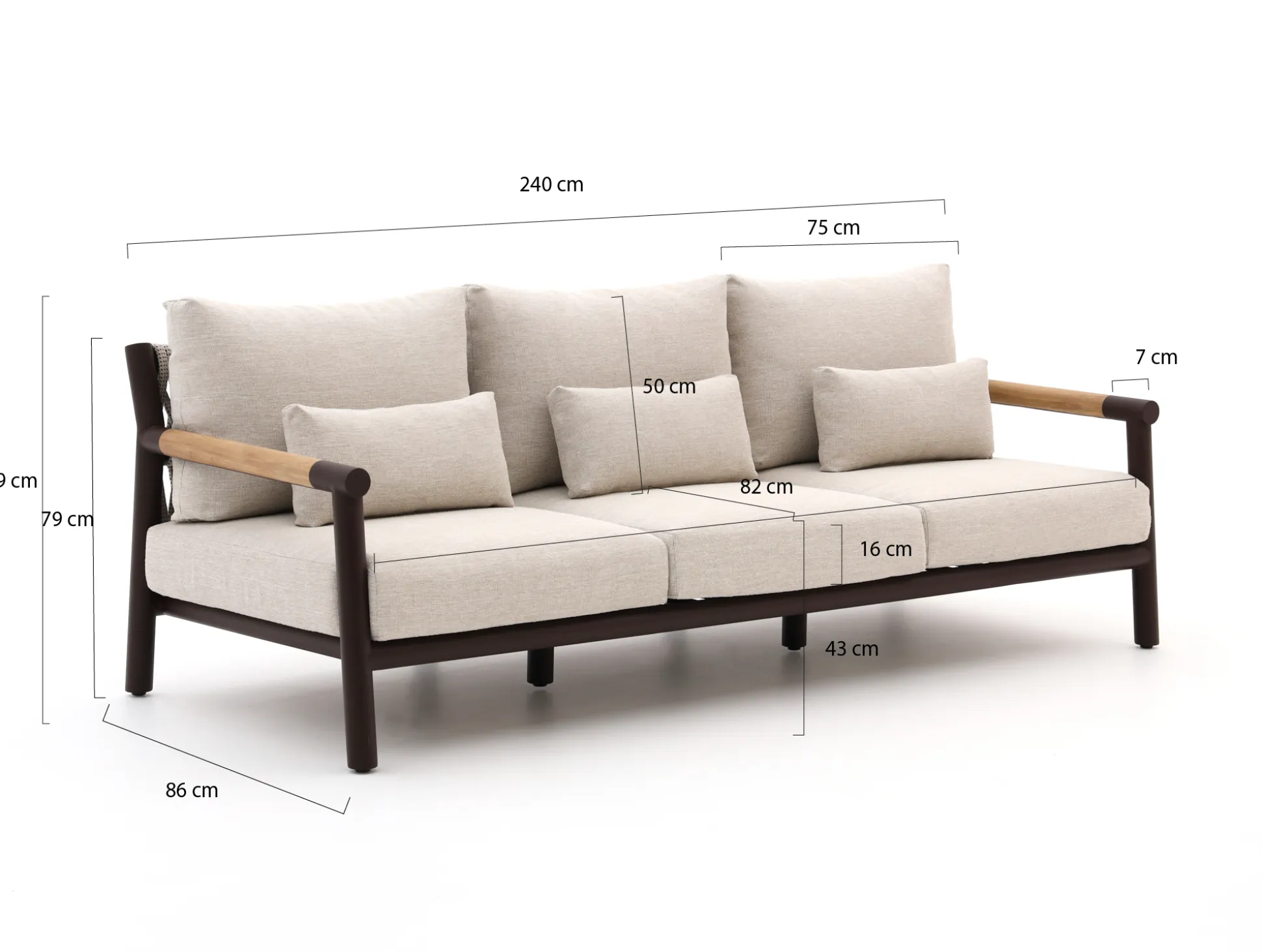 Zavelli Divina lounge tuinbank 3-zits 237cm
